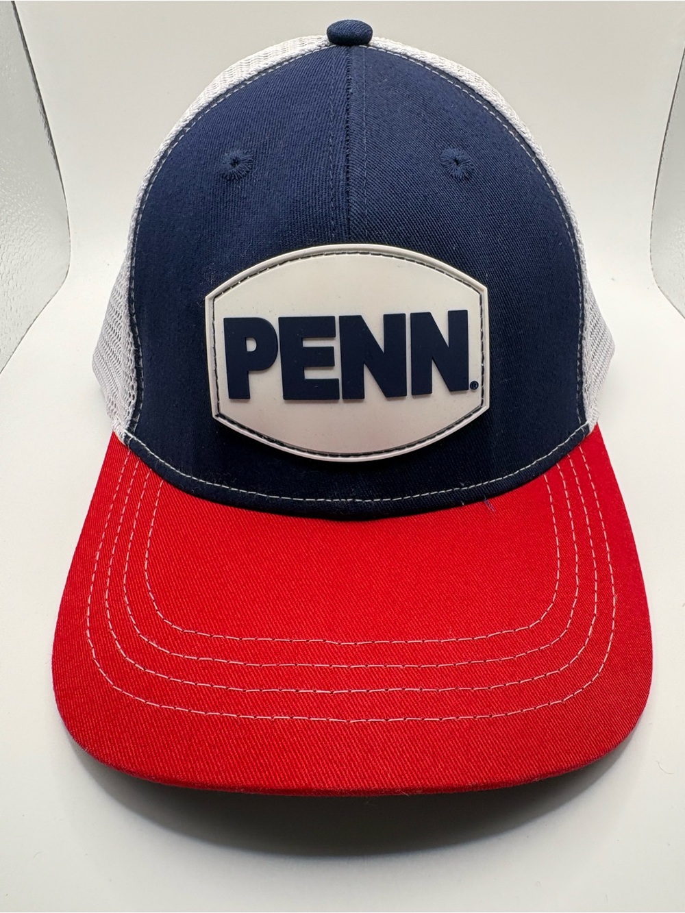 PENN Fishing Trucker Hat Snapback Red White Blue Mesh Logo Patch Cap
